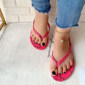 Hot Pink Snake Flip Flops